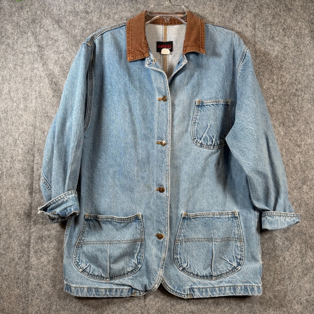 Vintage 90s Sunbelt Denim Chore Coat Jacket Womens Large Barn Country Western